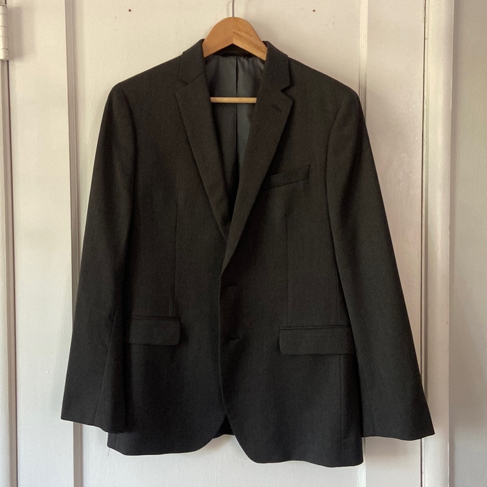 Banana Republic Modern Slim Fit Wool Blazer Dark Heather Gray